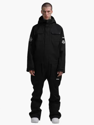 Men's Black One Piece Ski Snowboard Suit Jumpsuit