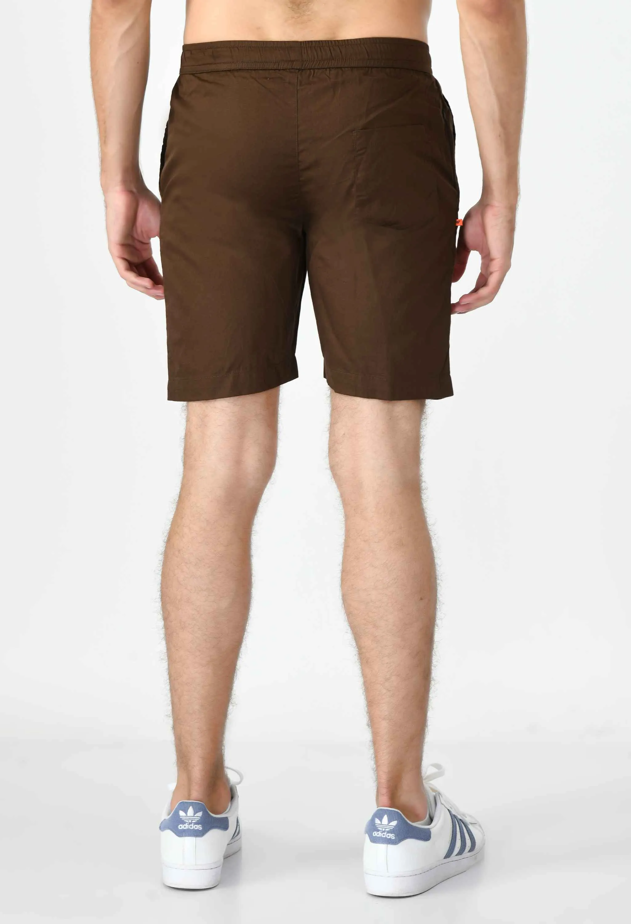 Men's Cotton Twill Solid Boxer with Side Pocket - Brown