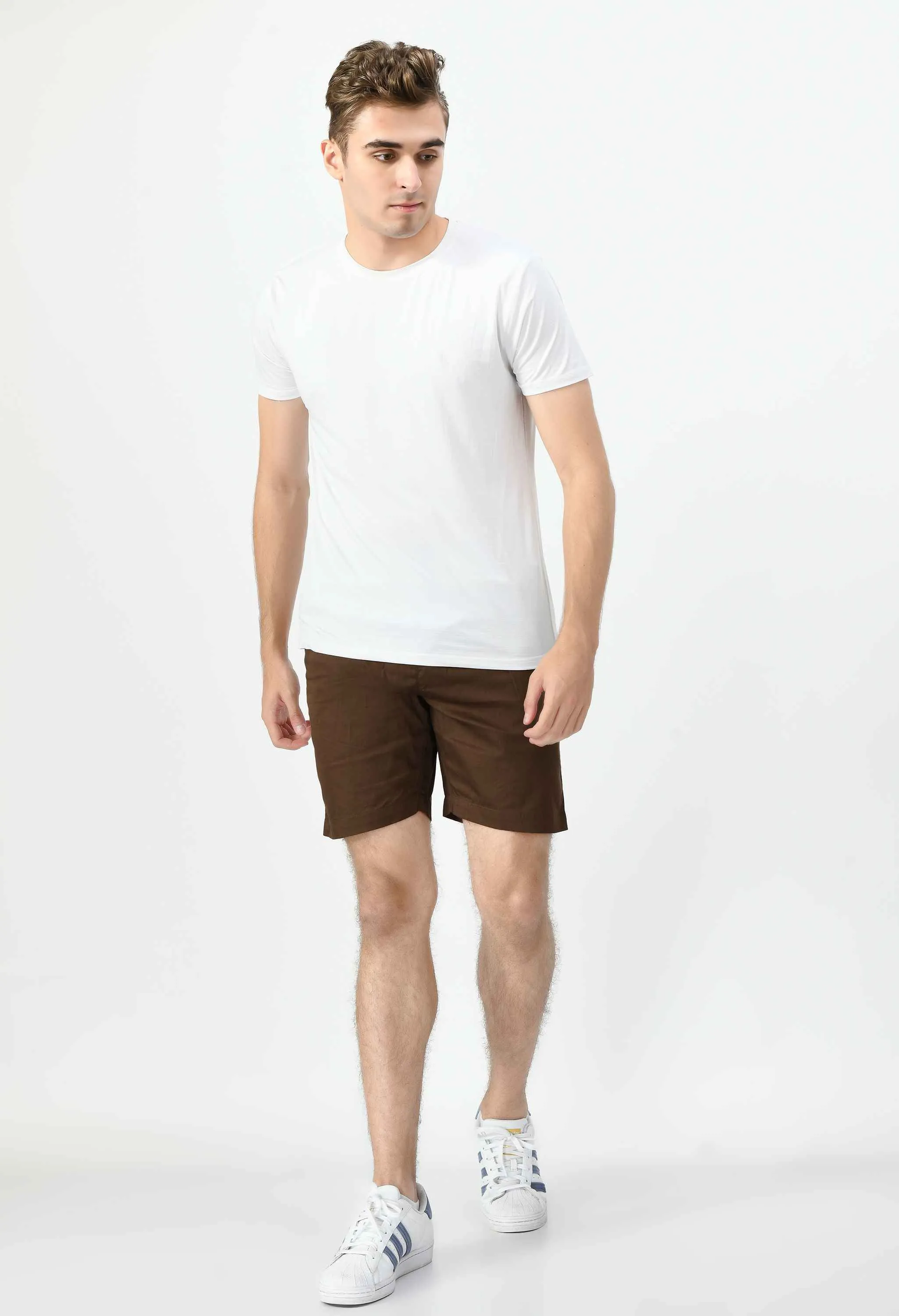 Men's Cotton Twill Solid Boxer with Side Pocket - Brown