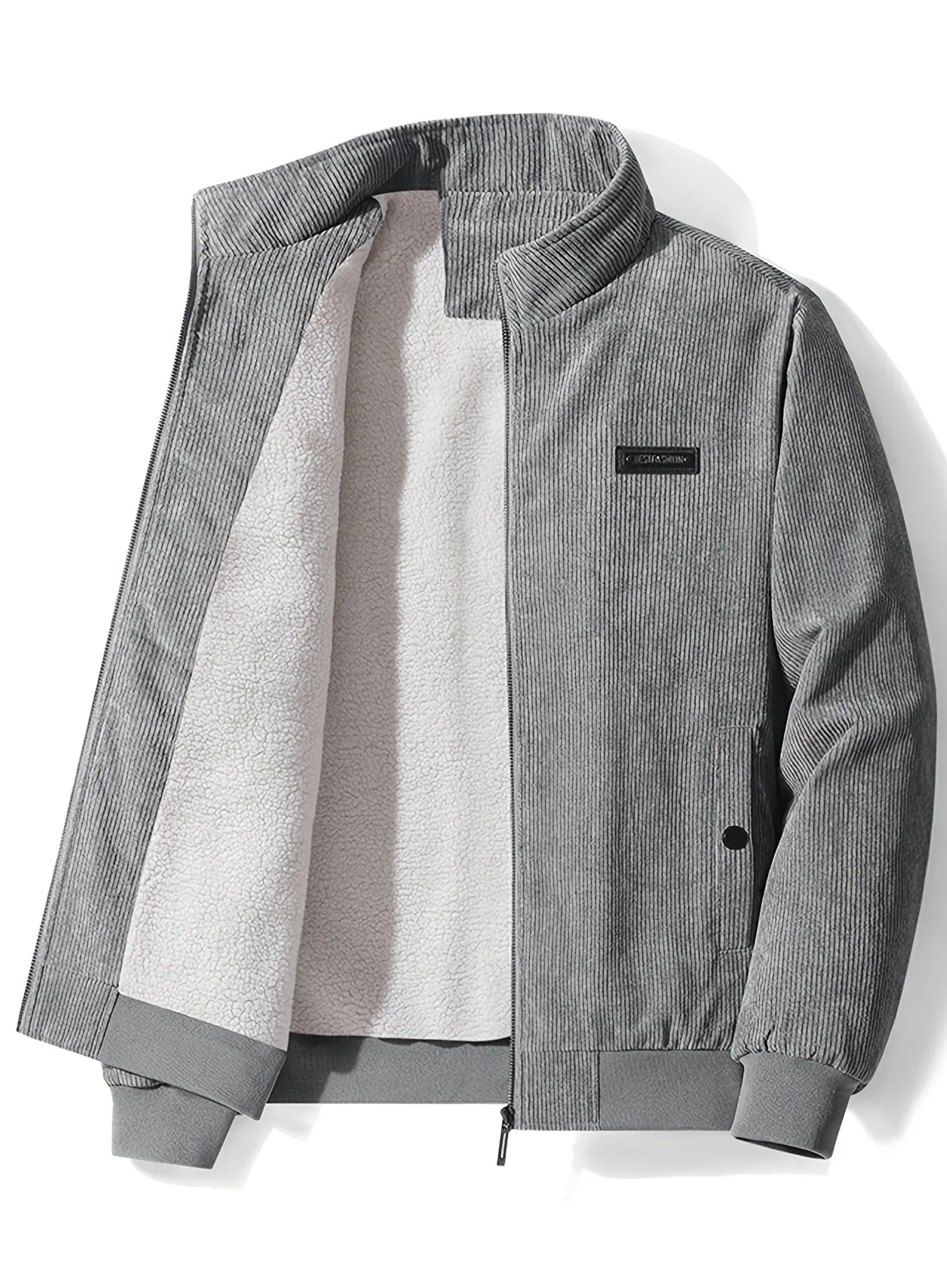 Men's Trendy Casual Lightweight Fleece Corduroy Cotton Lapel Jacket