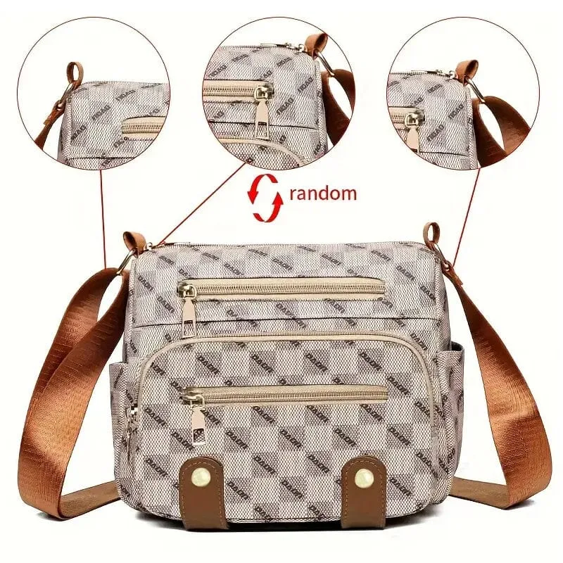 Multiple Pockets Trendy Plaid Crossbody Bag