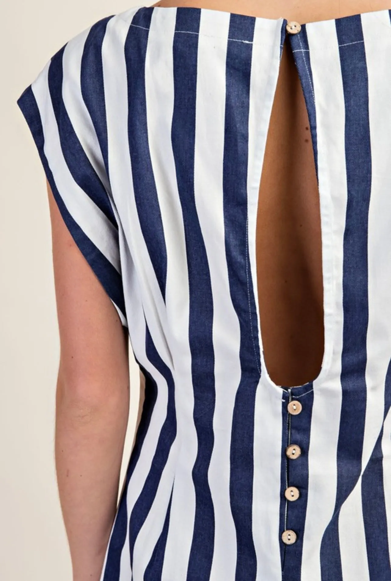 Open Back Navy Stripes Mini Dress