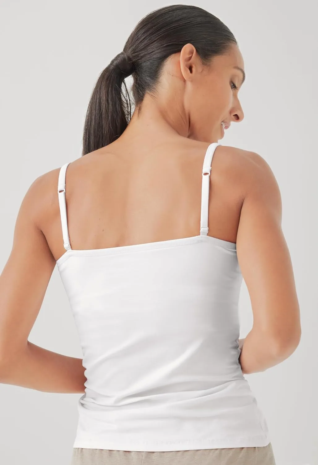 Organic Cotton Camisole Tank Top with Built-in Shelf Bra