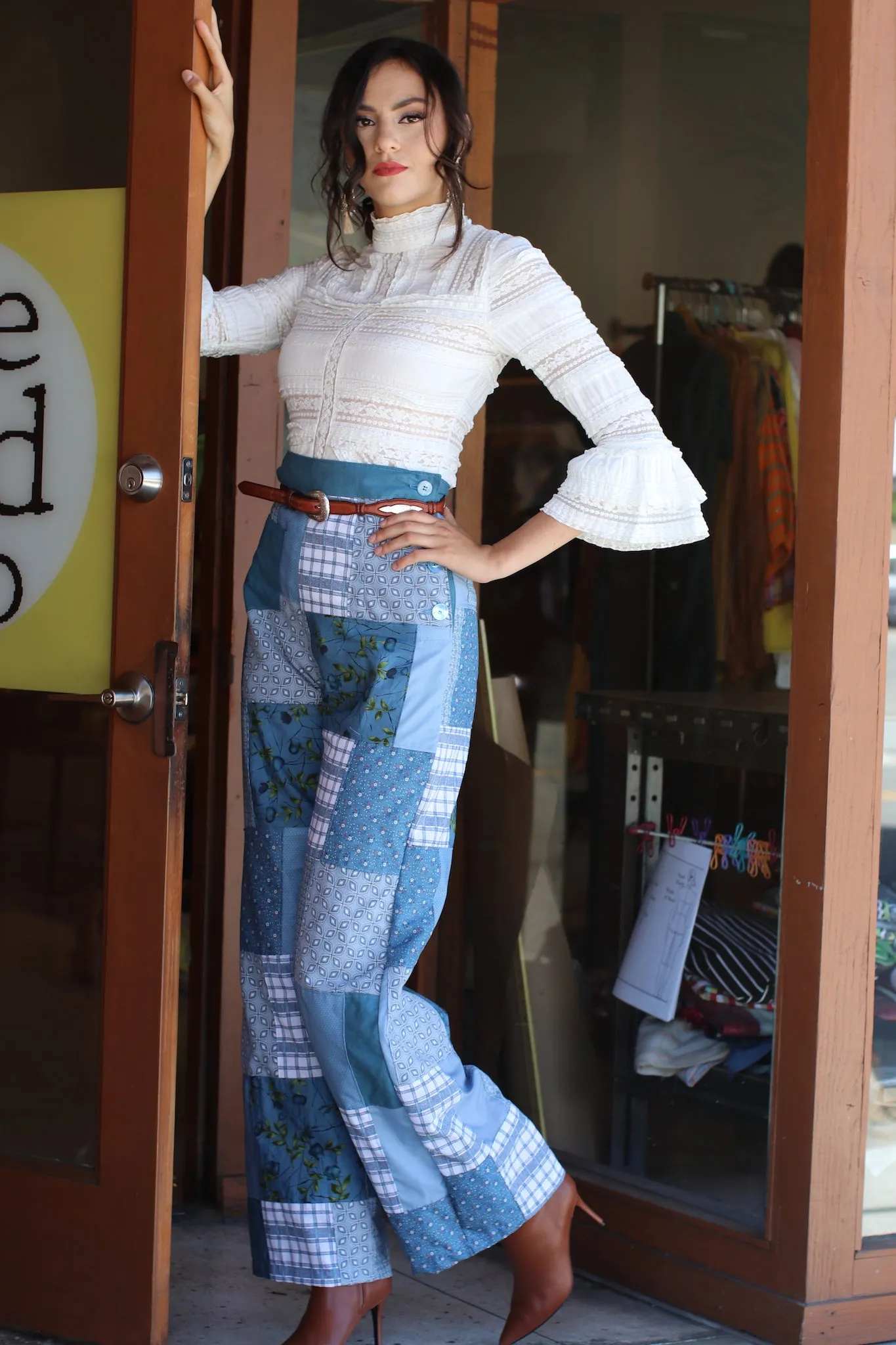 "Blueberry Babes" Patchworked High Waisted Pants