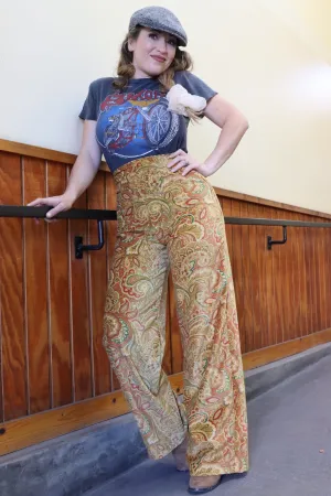 "Eternal Cool" High Waisted Paisley Velvet Pants