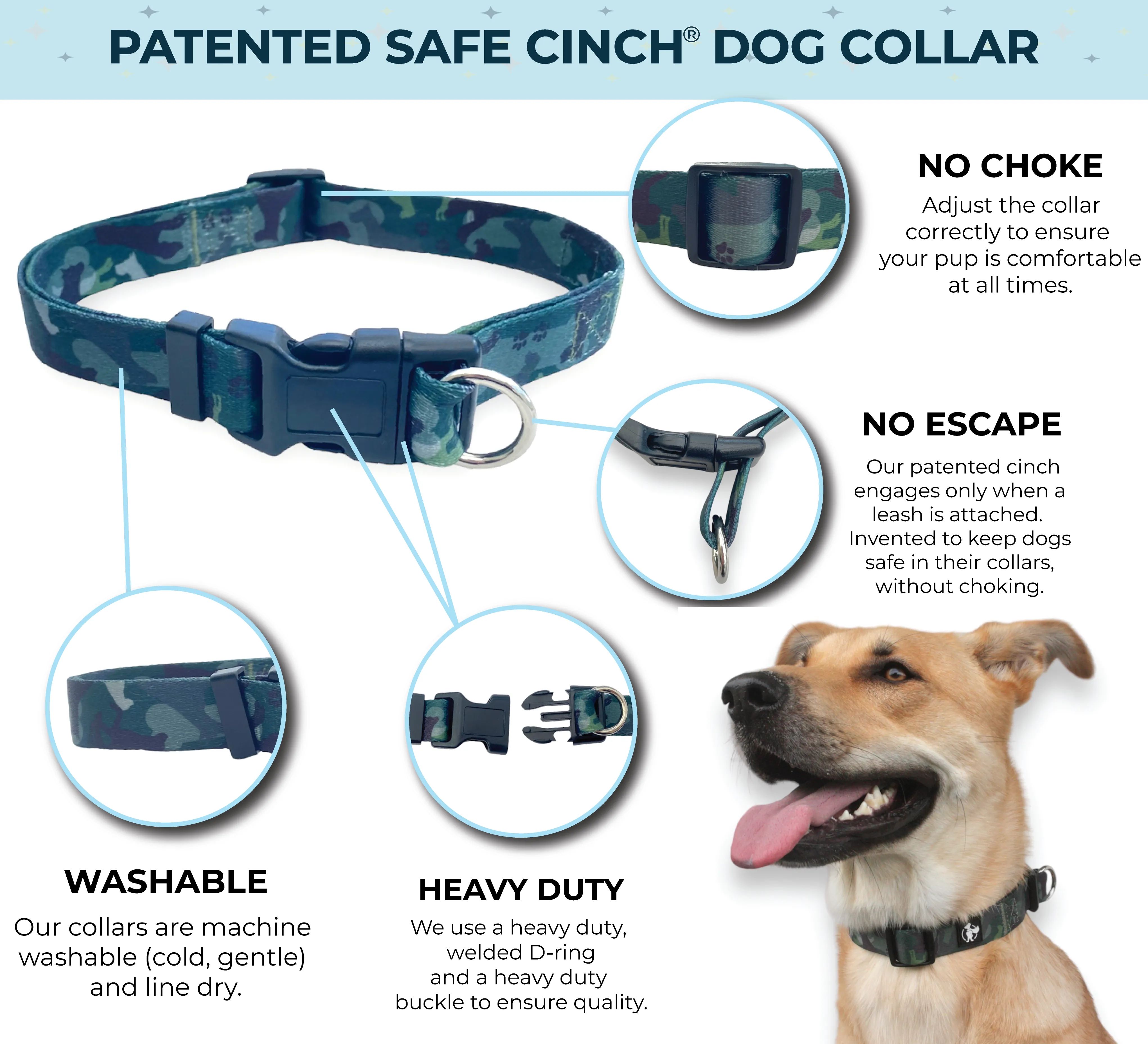 Safe Cinch Collar - Green Camo