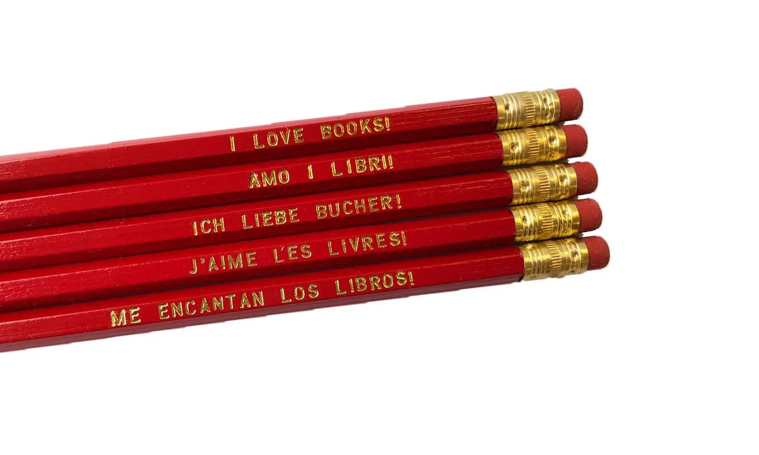 Set of 5 'I Love Books' Language Pencils