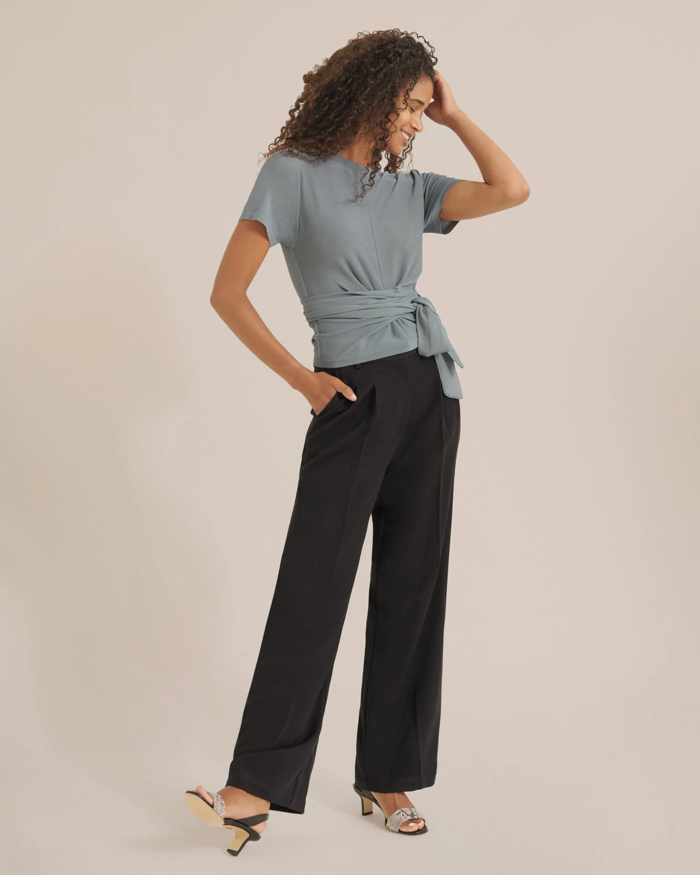 Shonda Wide-Leg Pleated Trousers