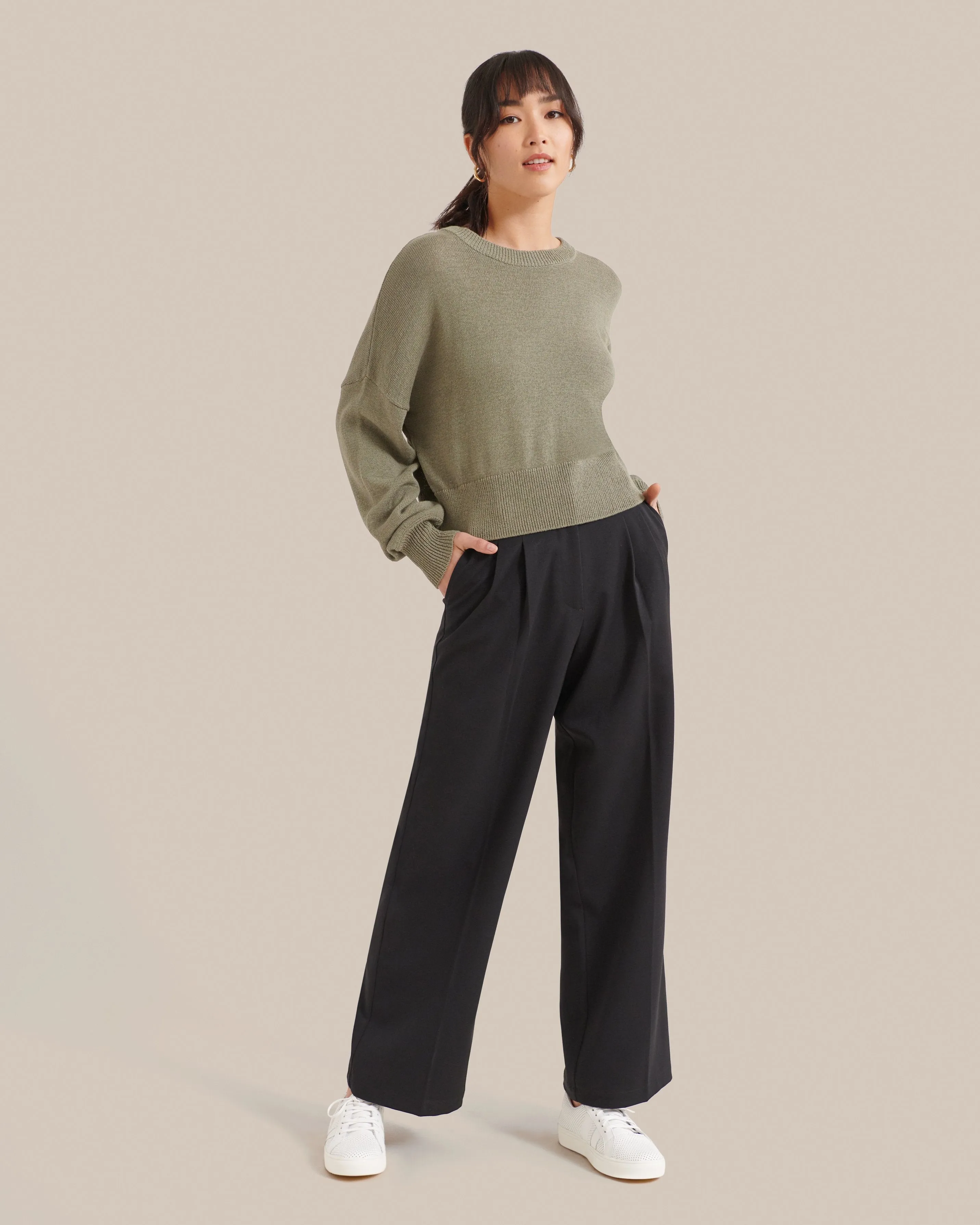 Shonda Wide-Leg Pleated Trousers