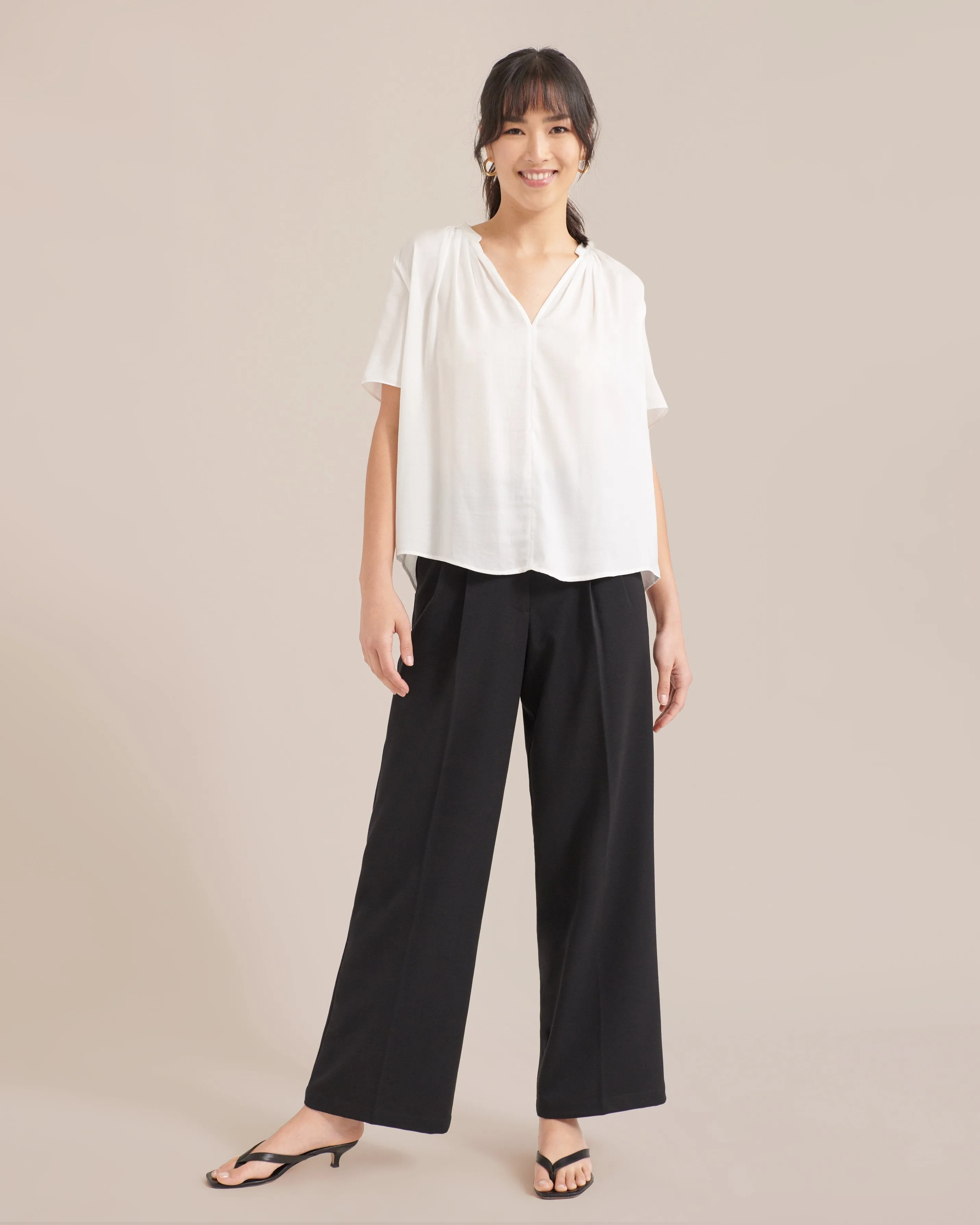 Shonda Wide-Leg Pleated Trousers