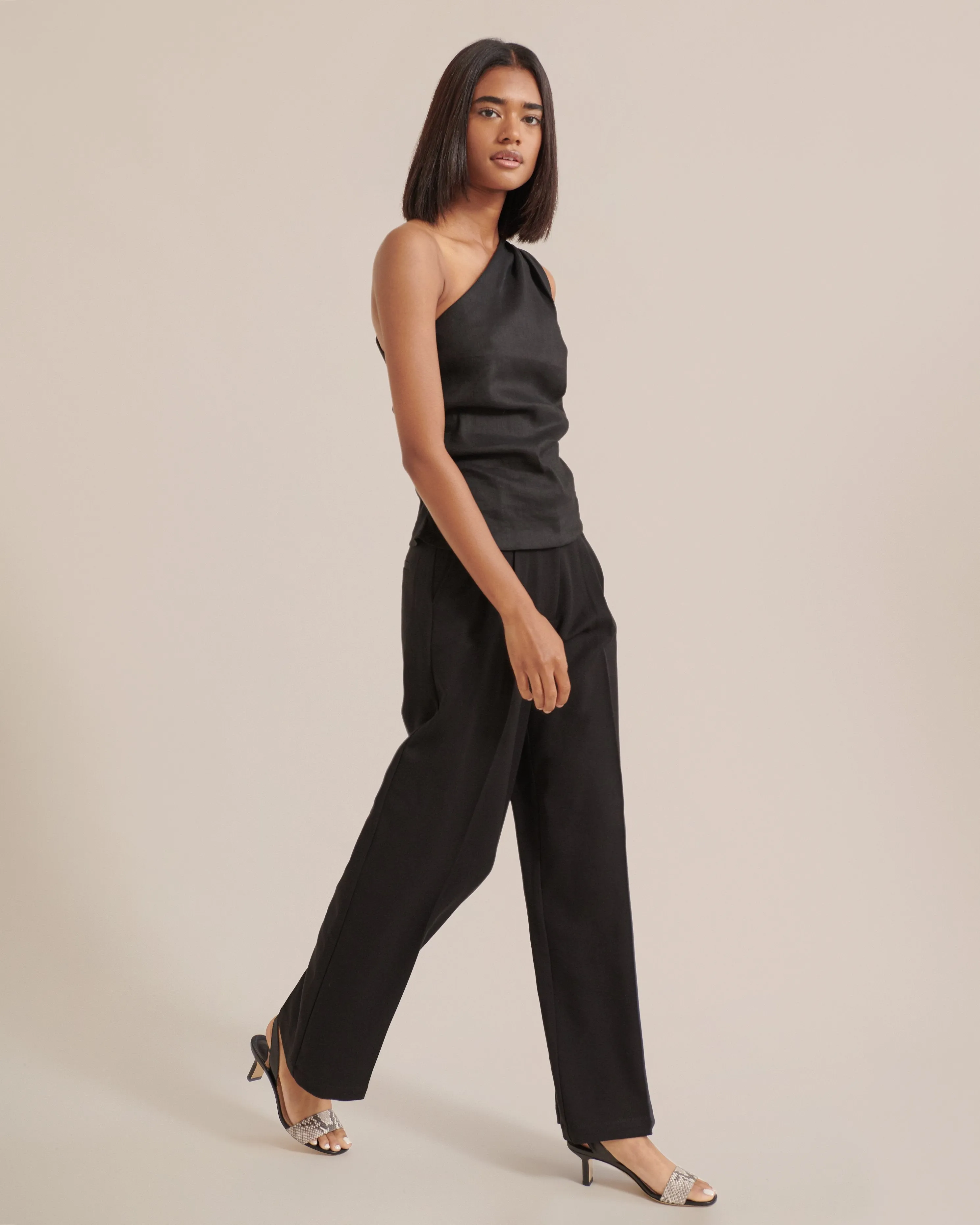 Shonda Wide-Leg Pleated Trousers