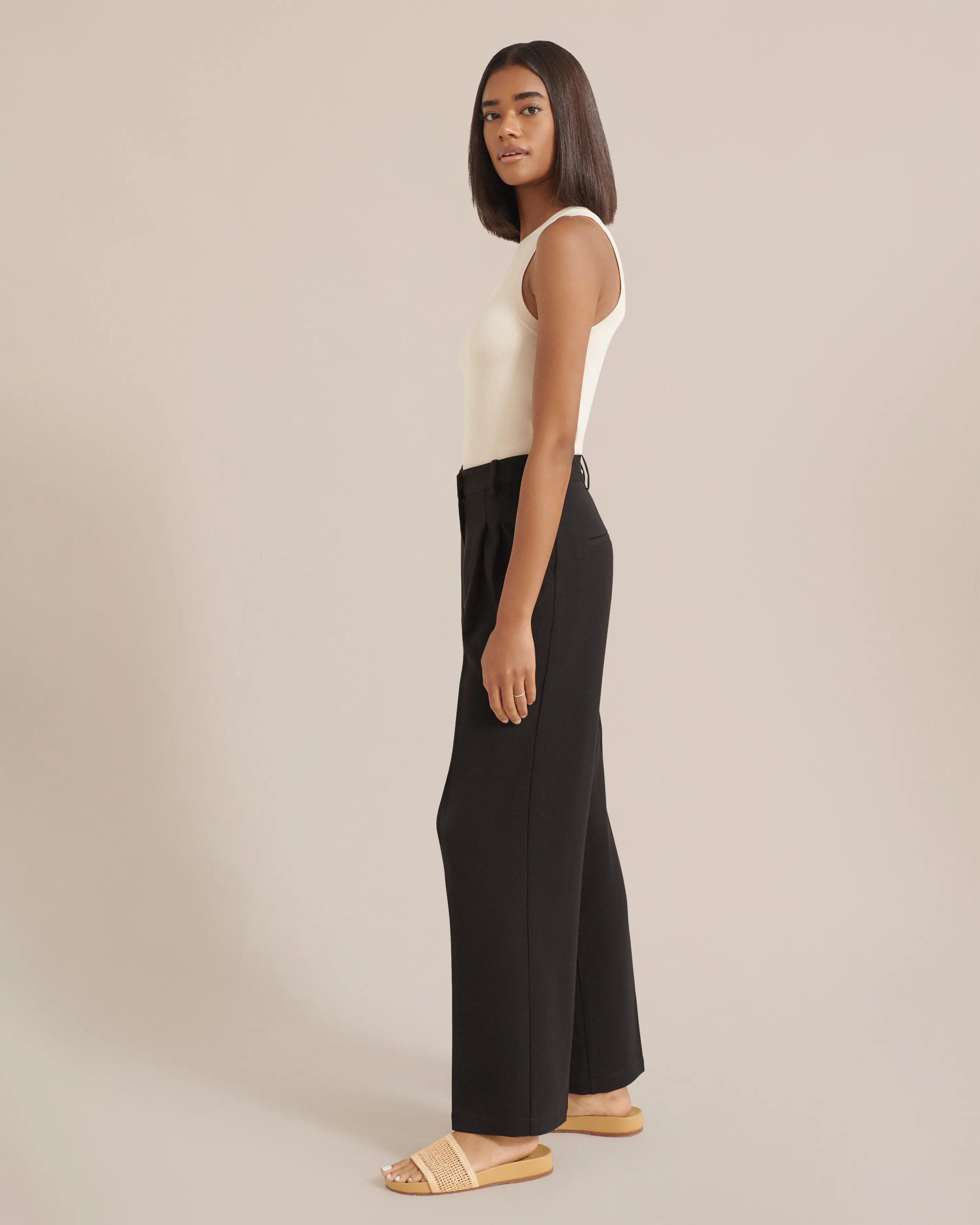 Shonda Wide-Leg Pleated Trousers