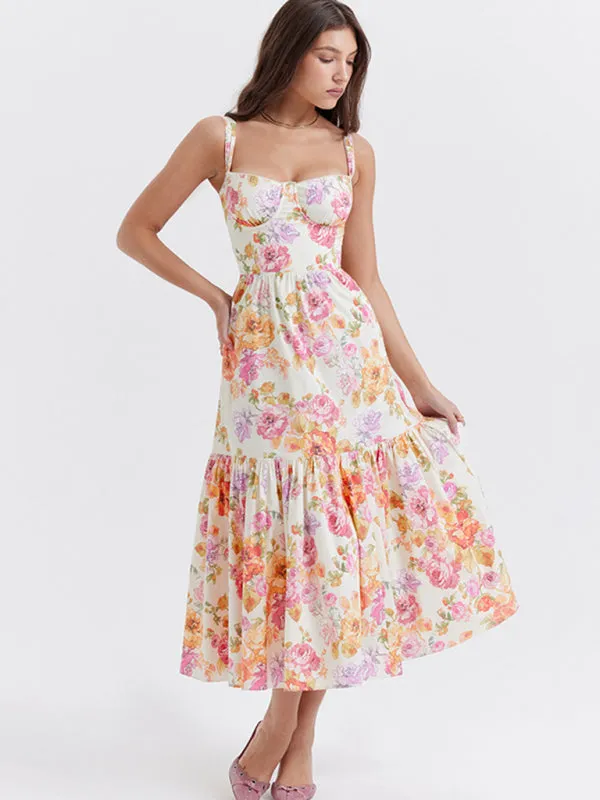 Sling Dress Floral A Swing Cake Dress Women