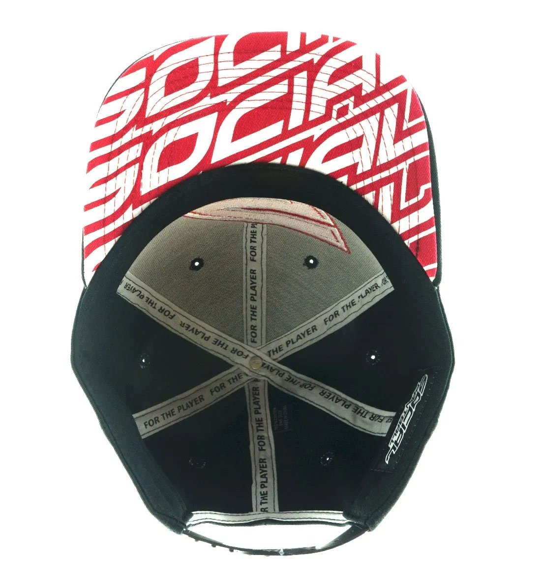 Social Paintball Snapback Hat Red S Logo - Black