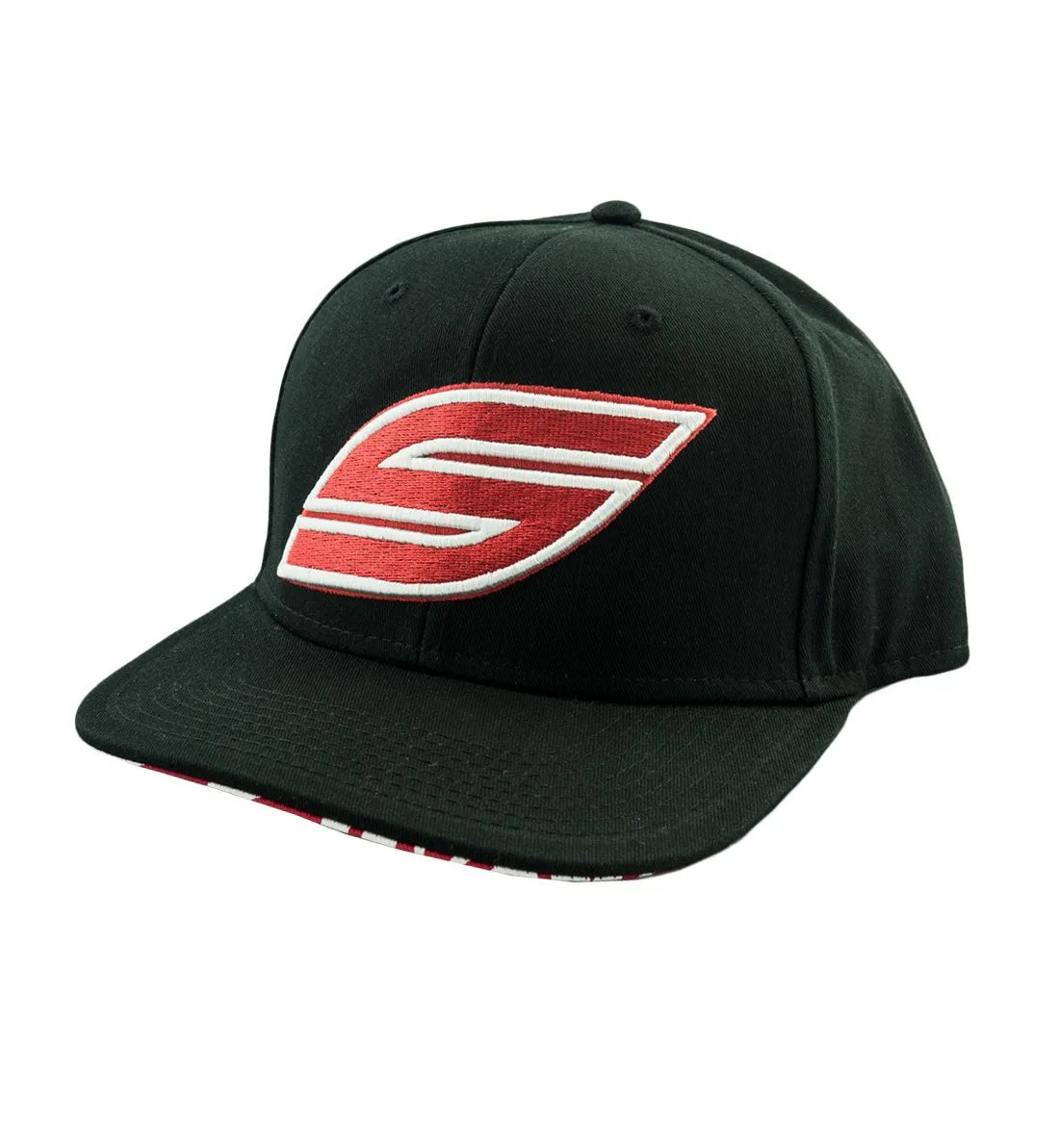 Social Paintball Snapback Hat Red S Logo - Black