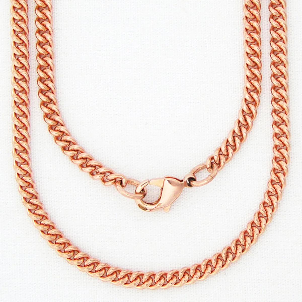 Solid Copper Necklace Chain Fine 3mm Cuban Curb Chain Necklace NC71 Solid Copper Chain Necklace 24"