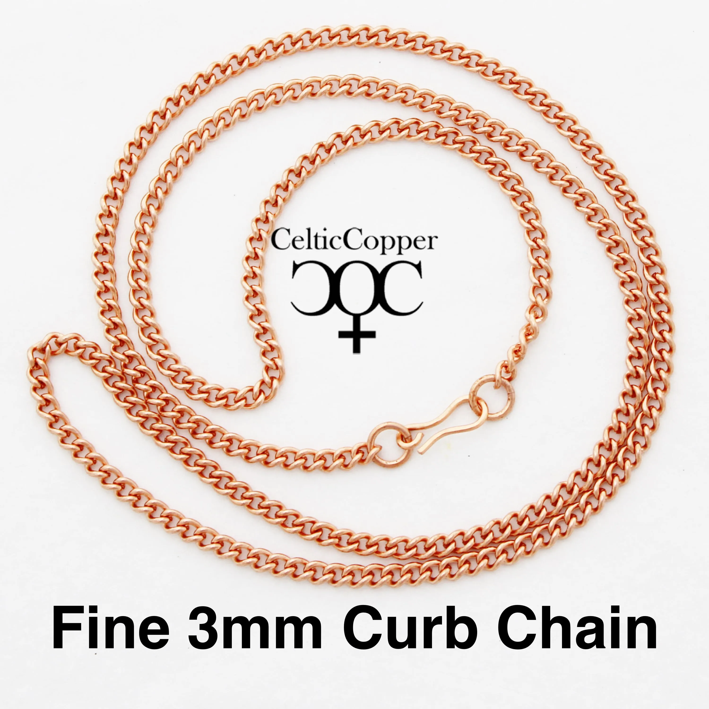 Solid Copper Necklace Chain Fine 3mm Cuban Curb Chain Necklace NC71 Solid Copper Chain Necklace 24"