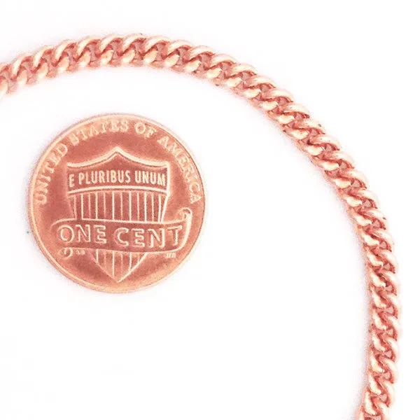 Solid Copper Necklace Chain Fine 3mm Cuban Curb Chain Necklace NC71 Solid Copper Chain Necklace 24"