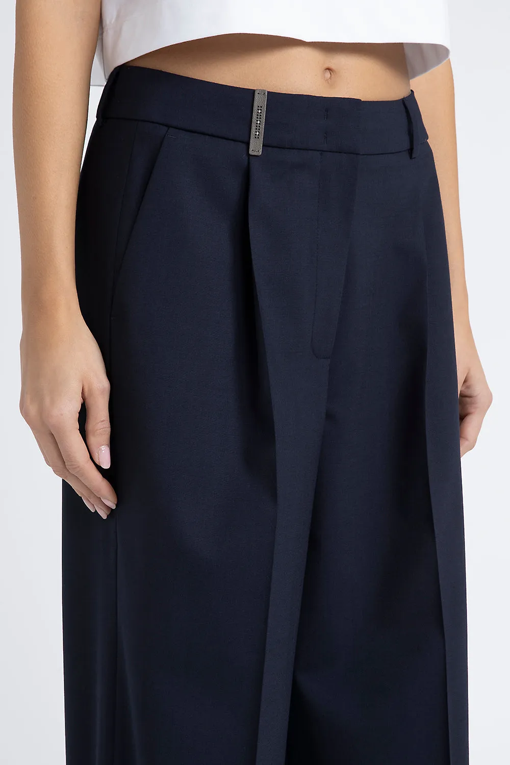 Technical wool palazzo trousers