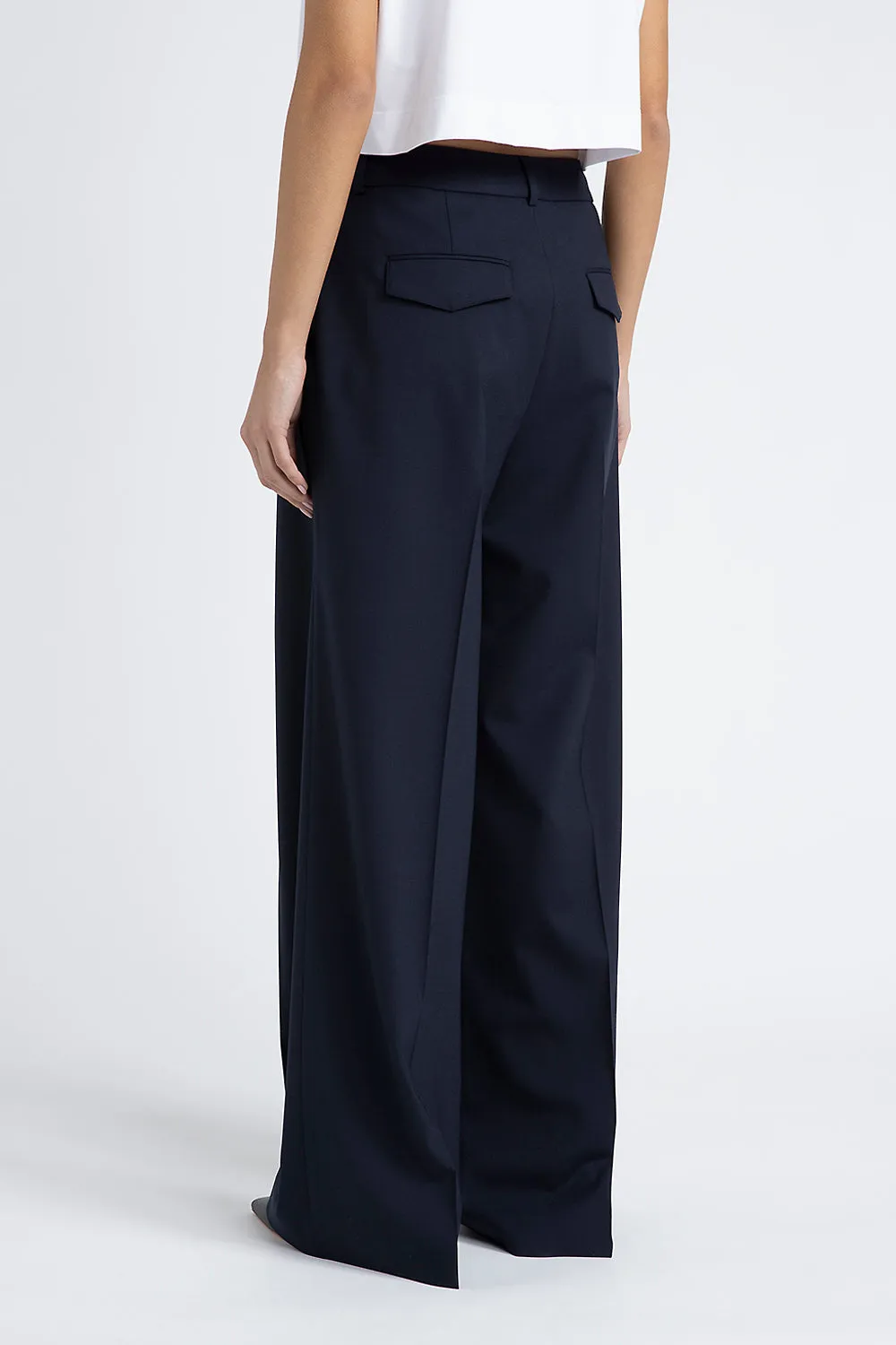 Technical wool palazzo trousers