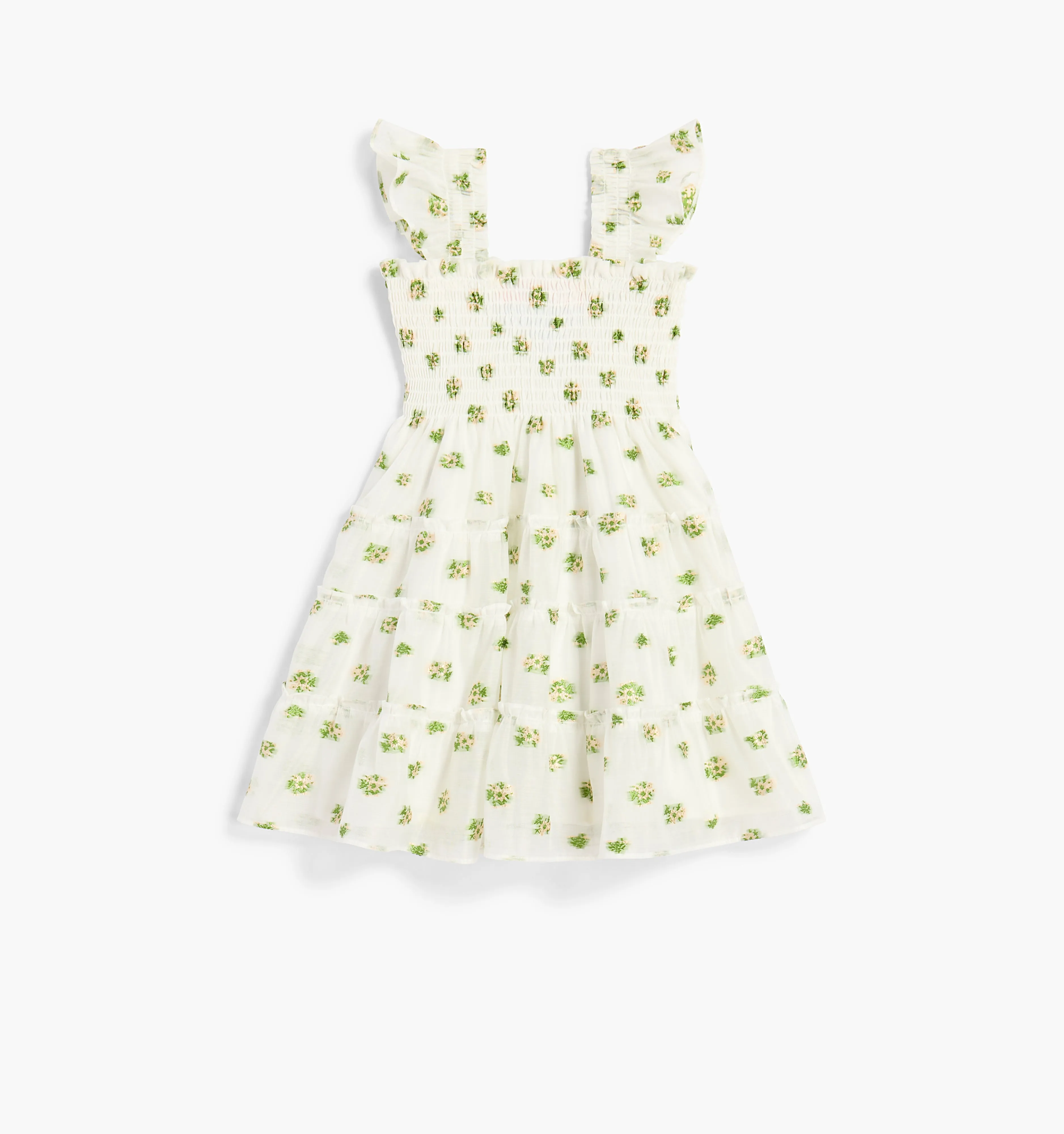 The Organza Tiny Ellie Nap Dress - Olive/Coral Floral Jacquard