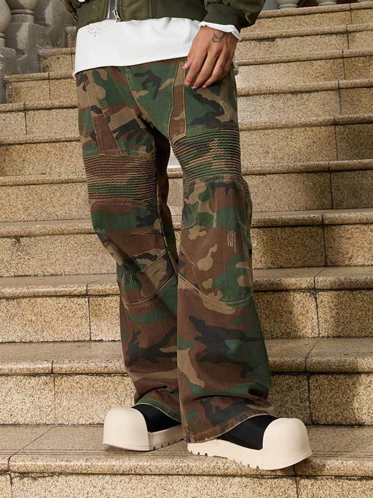 Thesupermade Camouflage Structured Pleated Pants