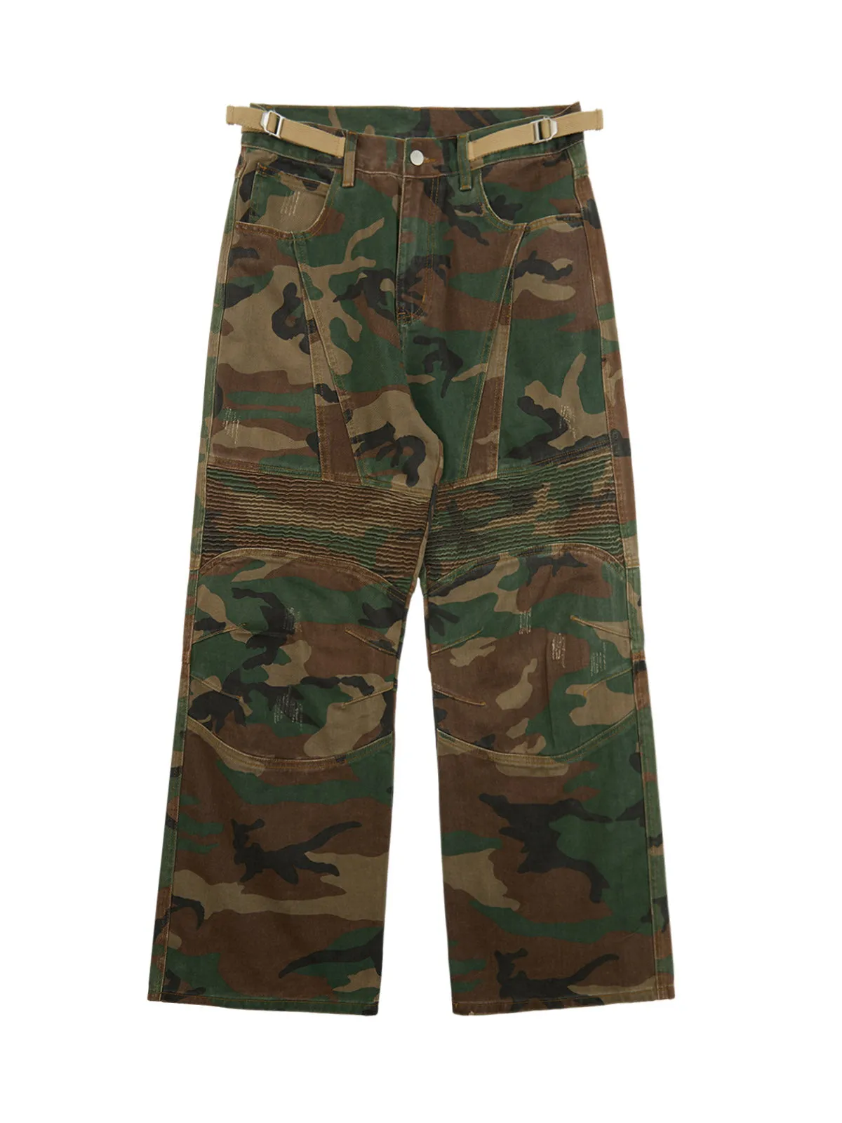 Thesupermade Camouflage Structured Pleated Pants