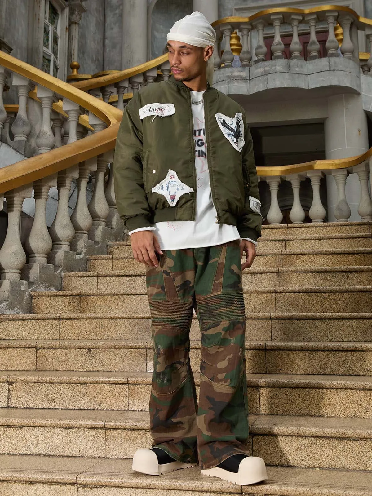 Thesupermade Camouflage Structured Pleated Pants