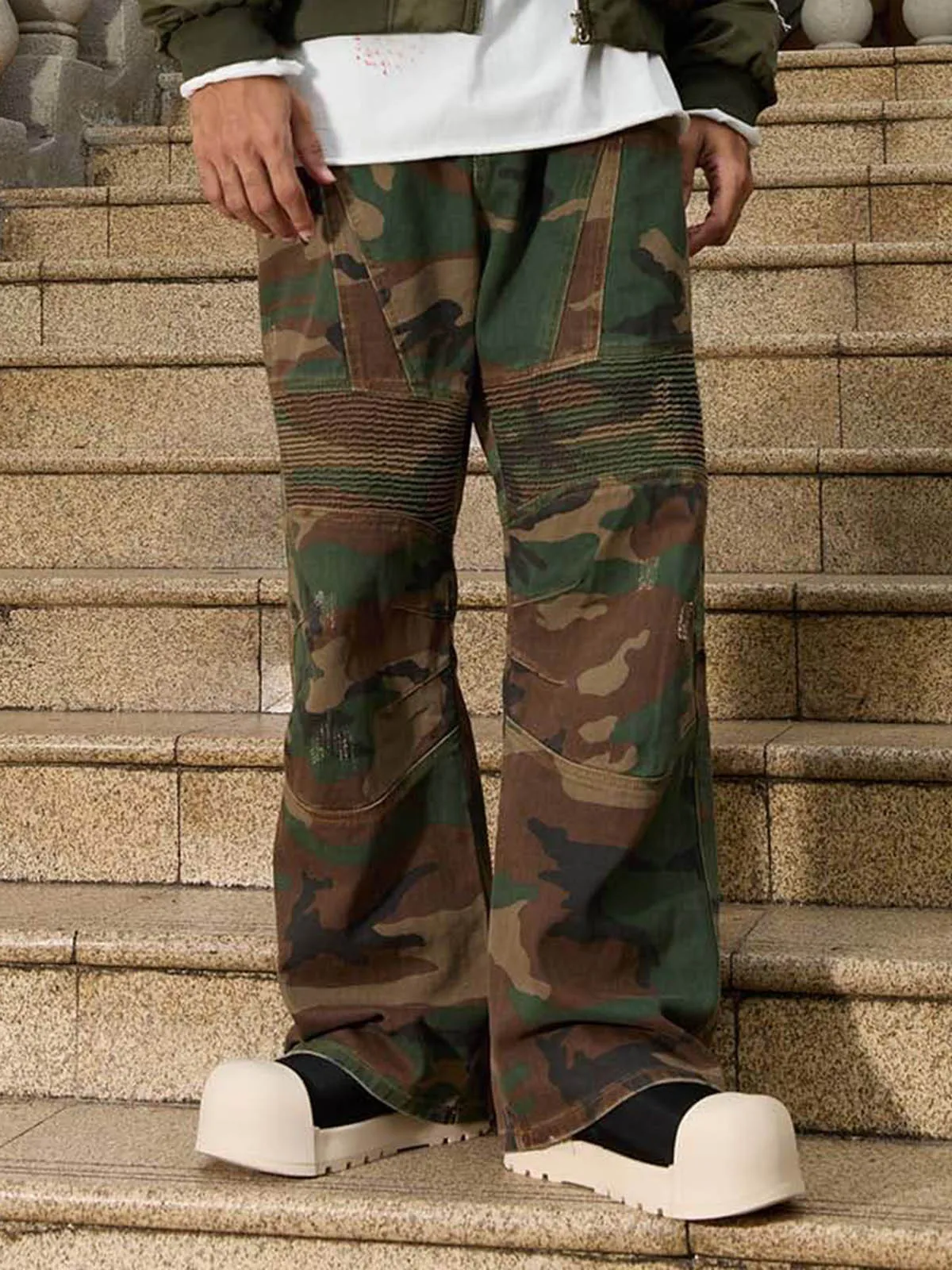 Thesupermade Camouflage Structured Pleated Pants