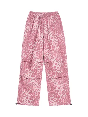 Thesupermade Retro Leopard Print Pink Casual Pants