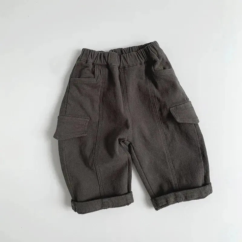 Thick Cargo Solid Pants