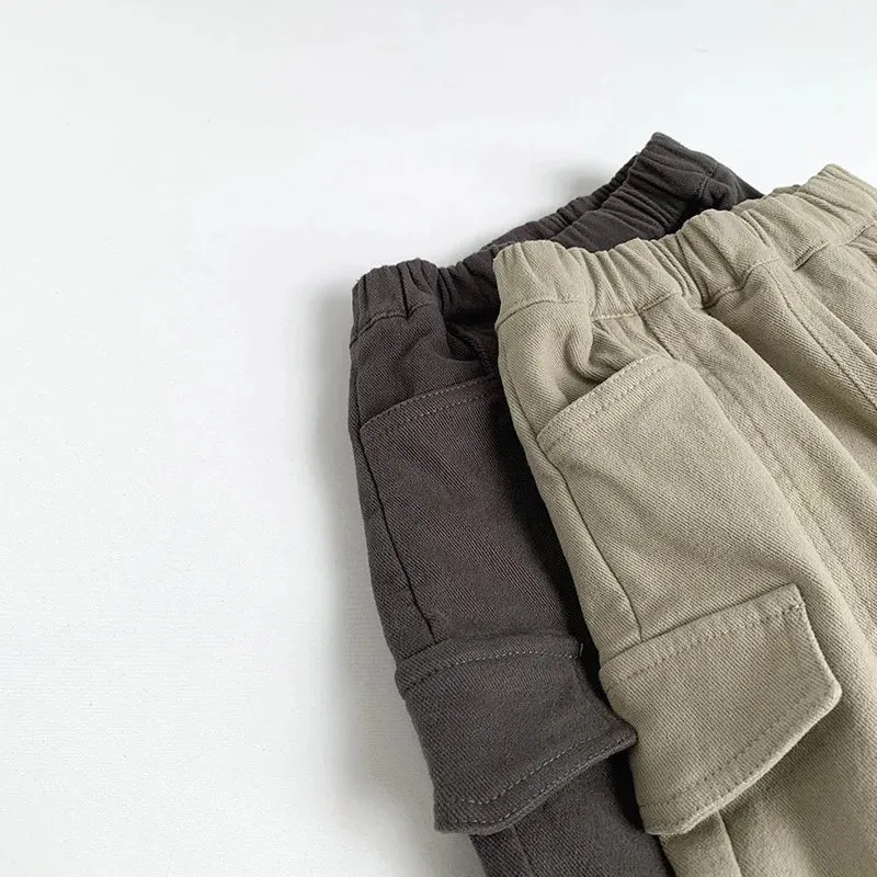 Thick Cargo Solid Pants