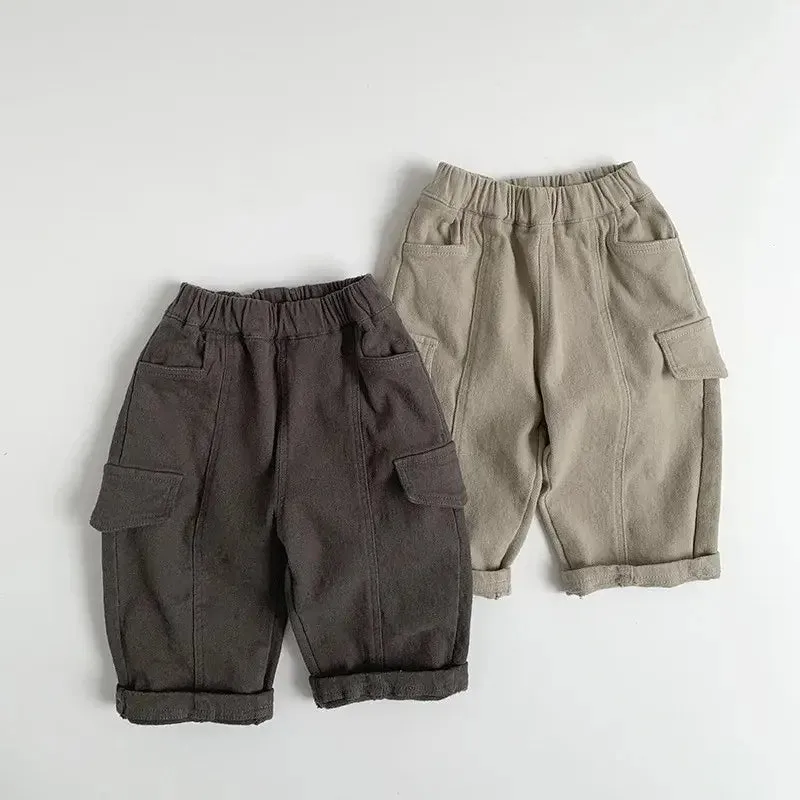 Thick Cargo Solid Pants