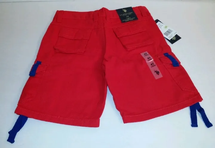 U.S. Polo Assn. Red Blue Cargo Shorts Boy's size 3T Adjustable Waist