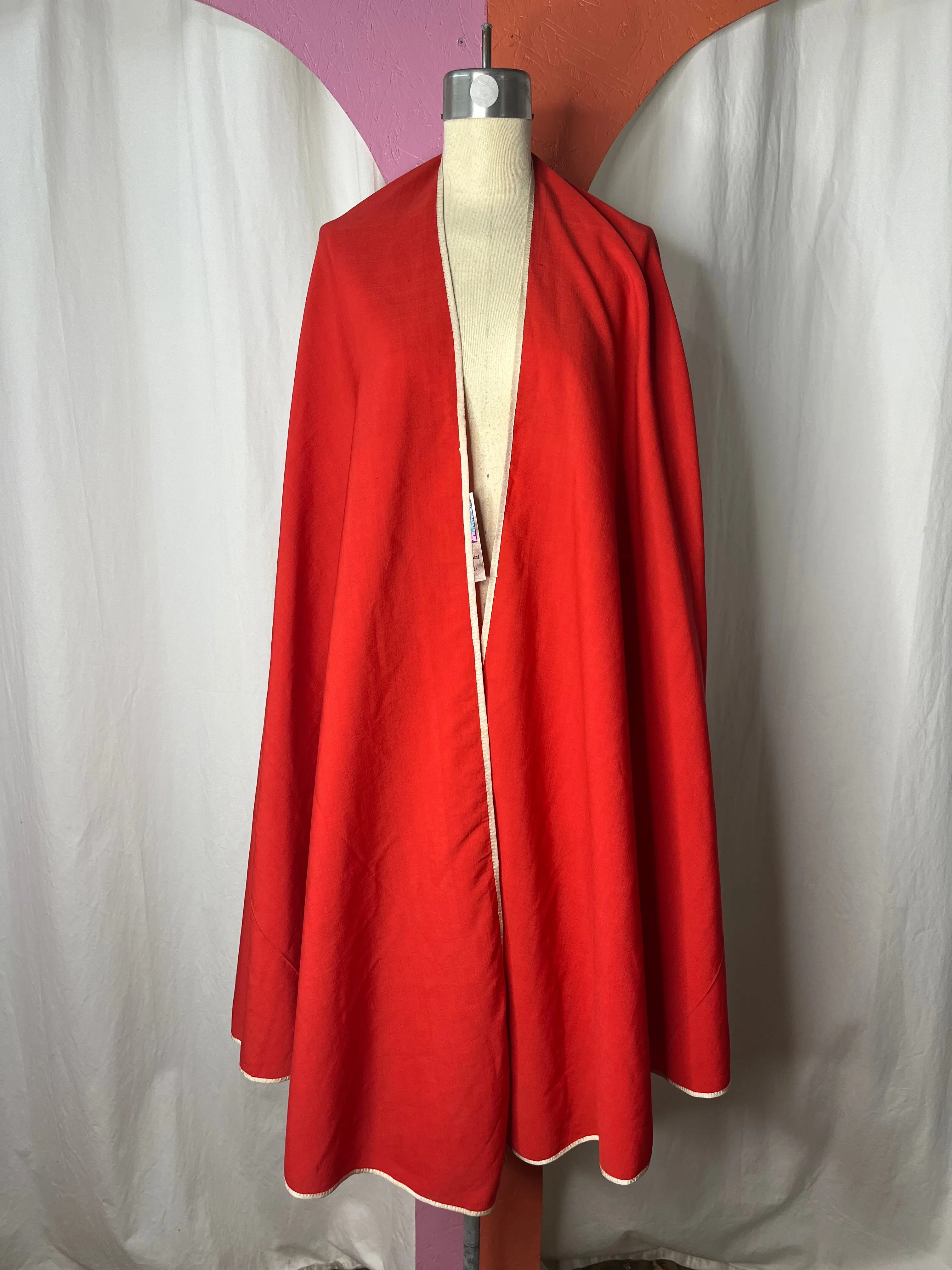 Vintage 1940s | Red Hooded Cape Cloak Costume | Free Size