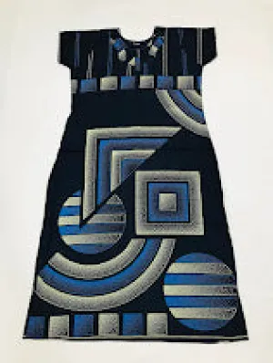 Warm Dark Blue Colored Geometric Design Nighty