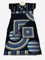 Warm Dark Blue Colored Geometric Design Nighty