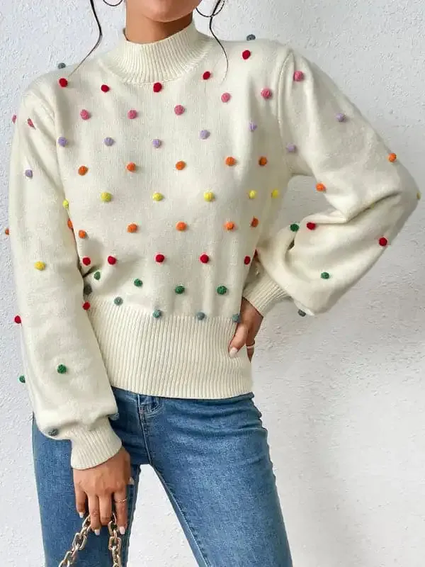 Women’s Color Beaded Women’s Knitwear Women’s Fashion Sweater