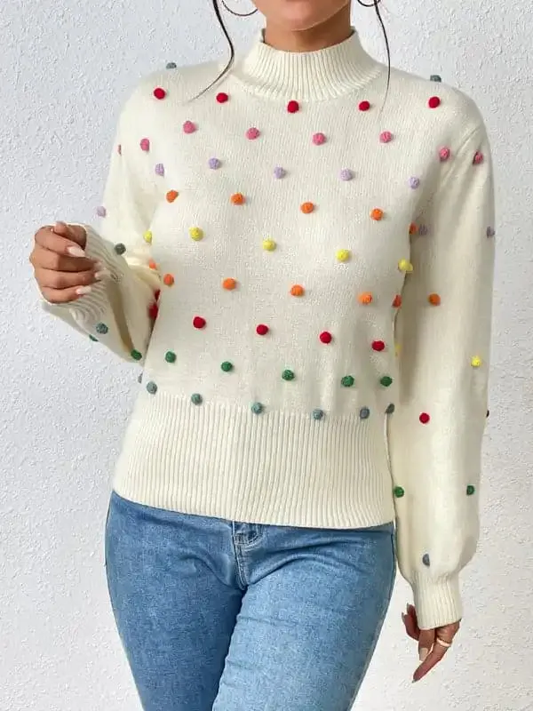 Women’s Color Beaded Women’s Knitwear Women’s Fashion Sweater