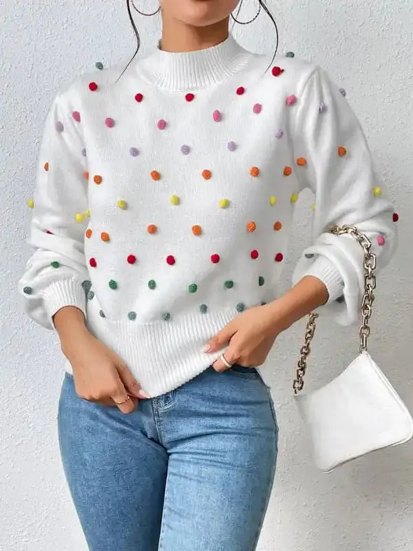 Women’s Color Beaded Women’s Knitwear Women’s Fashion Sweater