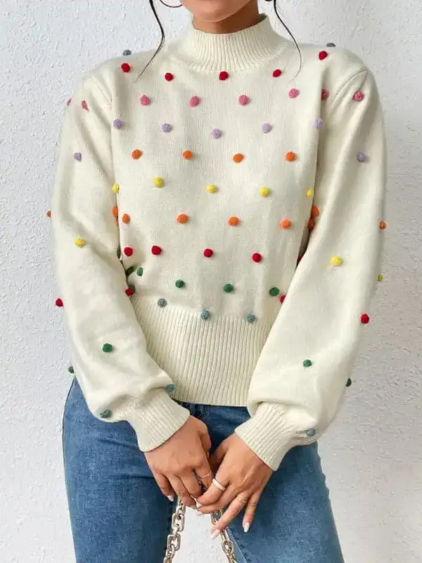 Women’s Color Beaded Women’s Knitwear Women’s Fashion Sweater