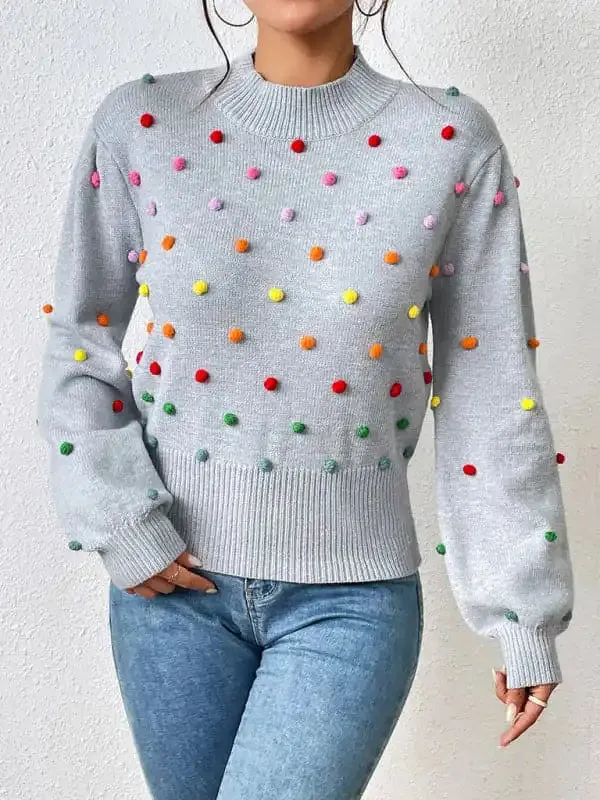 Women’s Color Beaded Women’s Knitwear Women’s Fashion Sweater