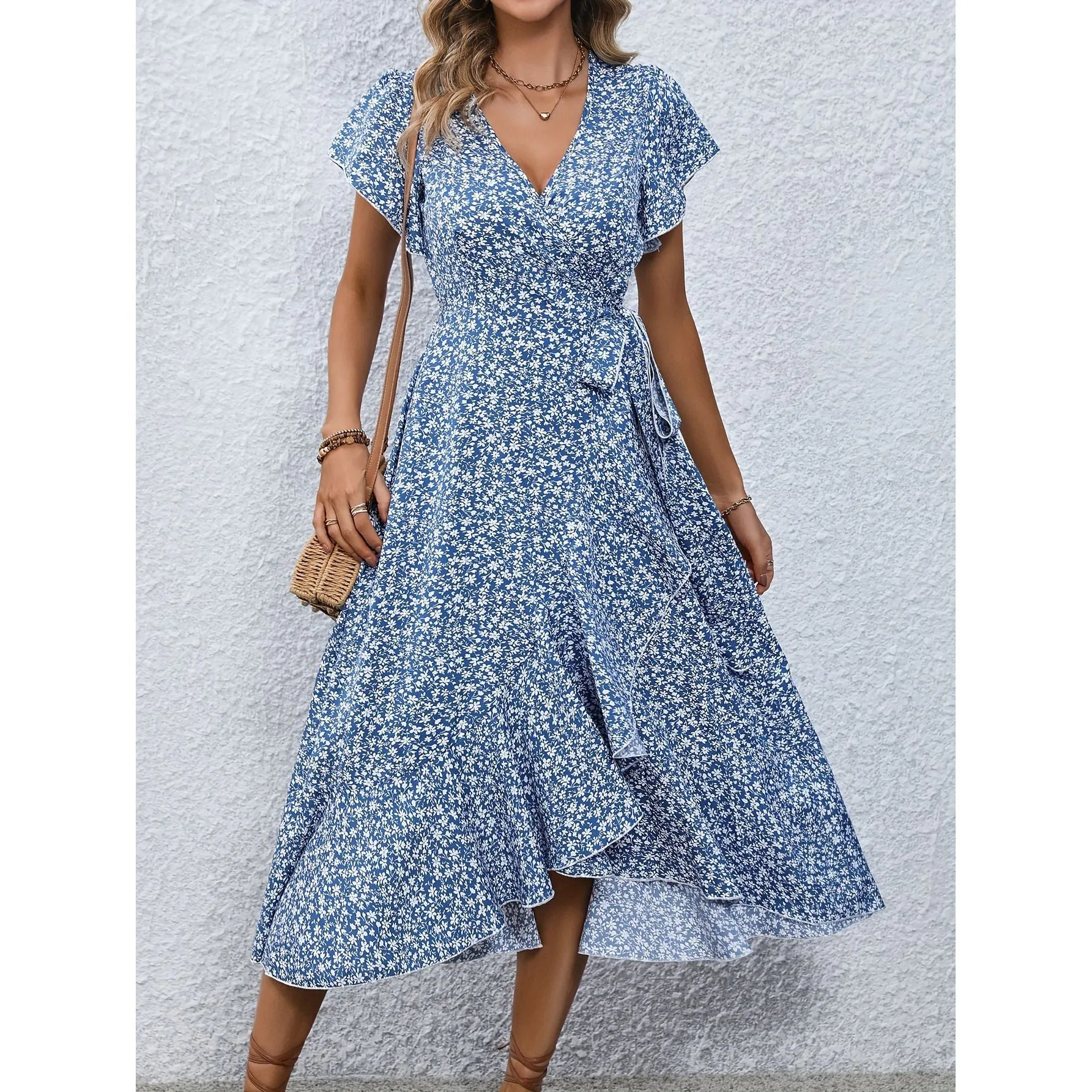 Women's Fashion Floral Short Sleeve Dress