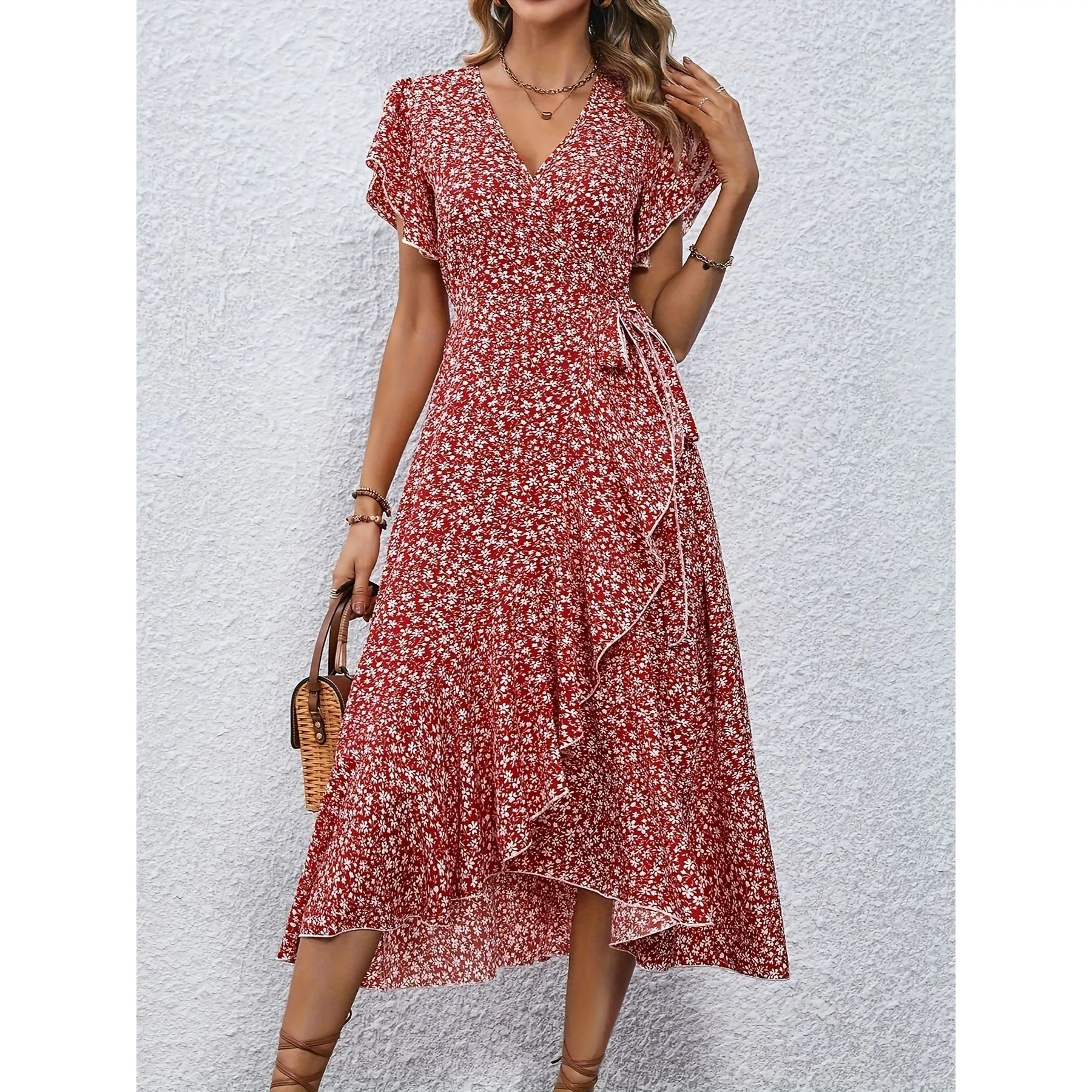 Women's Fashion Floral Short Sleeve Dress