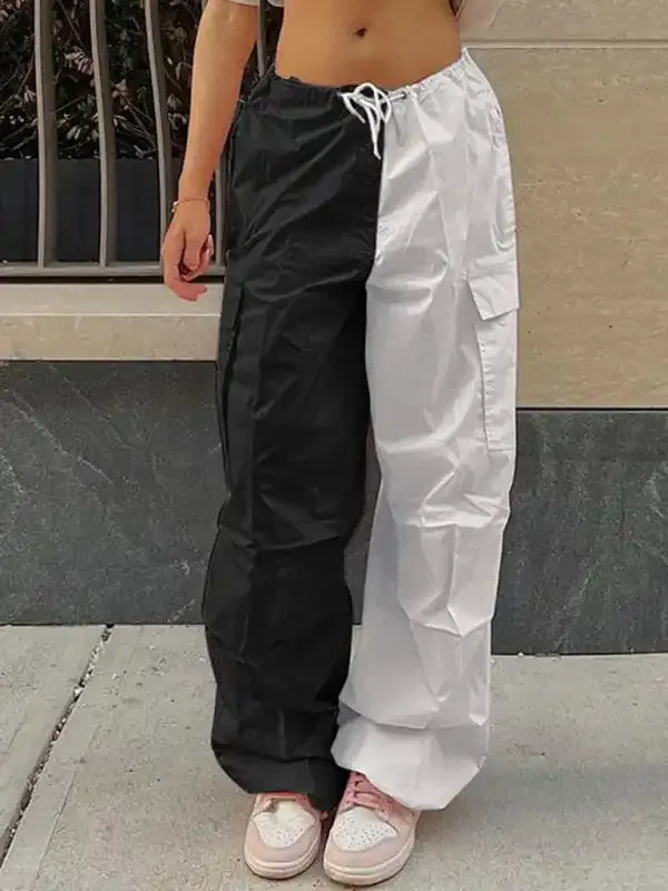 Women’s High Waist Wide Leg Loose Tether Straight Leg Cargo Pants