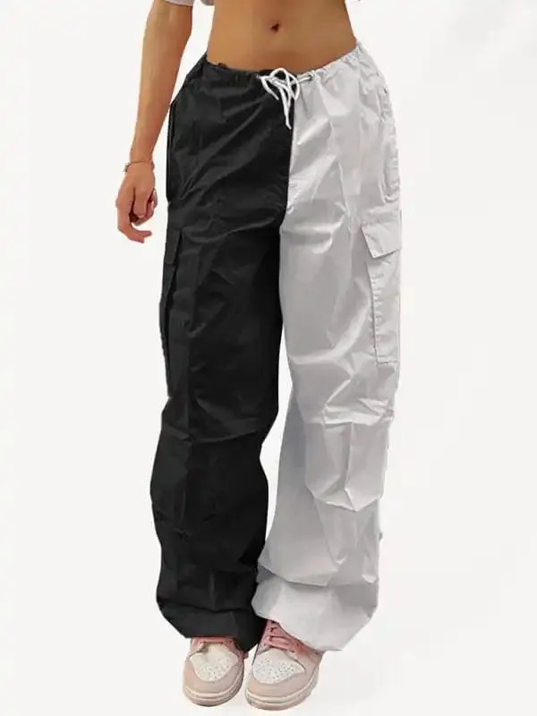 Women’s High Waist Wide Leg Loose Tether Straight Leg Cargo Pants