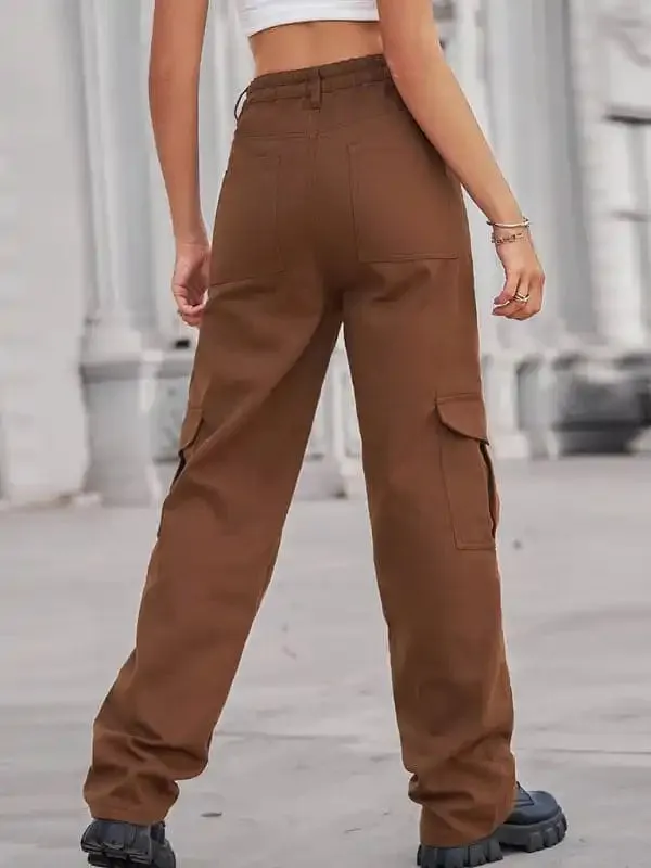 Women’s Solid Color Cotton Twill Cargo Pants