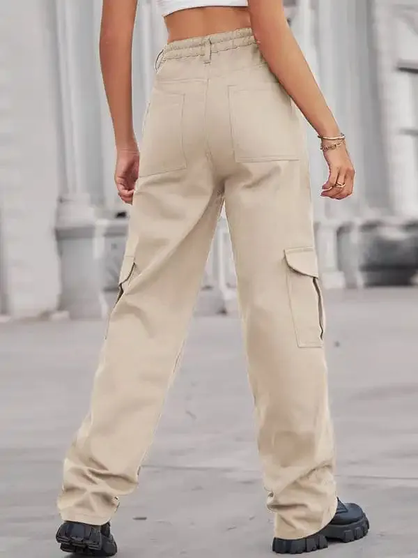 Women’s Solid Color Cotton Twill Cargo Pants