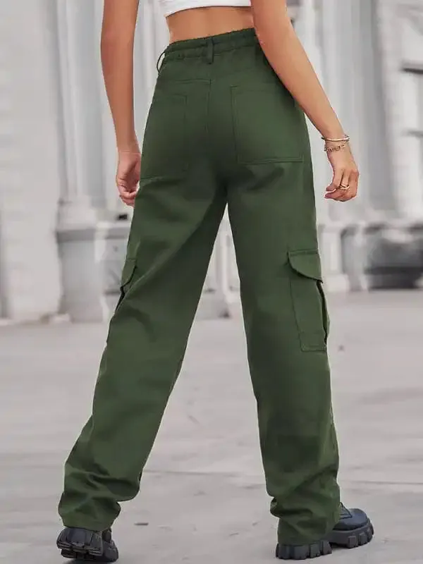 Women’s Solid Color Cotton Twill Cargo Pants