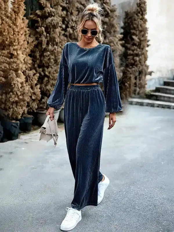 women’s velvet fashion suit women’s casual two-piece set